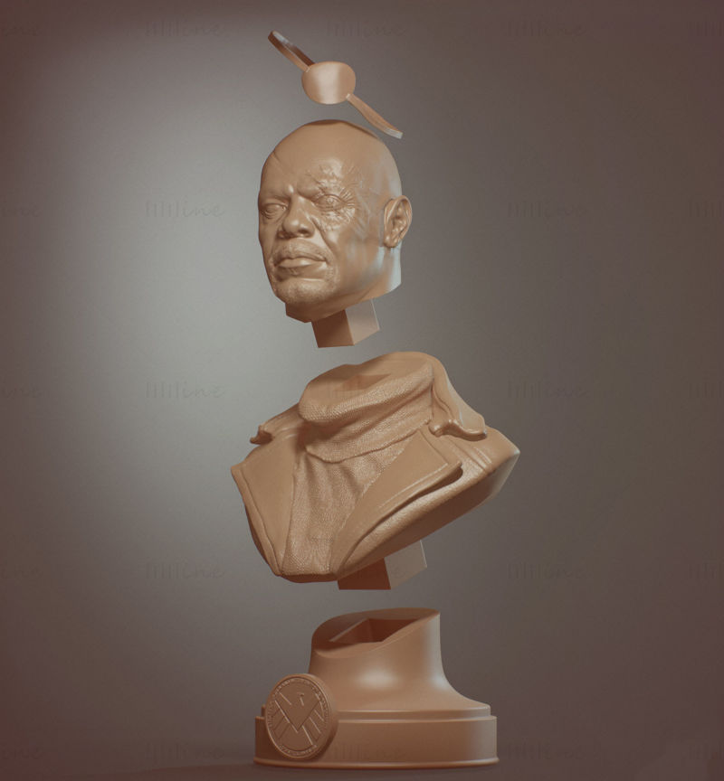 نموذج تمثال نصفي نيك فيوري ثلاثي الأبعاد جاهز للطباعة