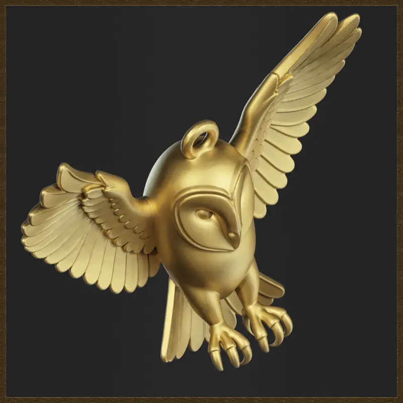 Nachteule Waldwächter Charm Schmuckdesign 3D-Druckmodell