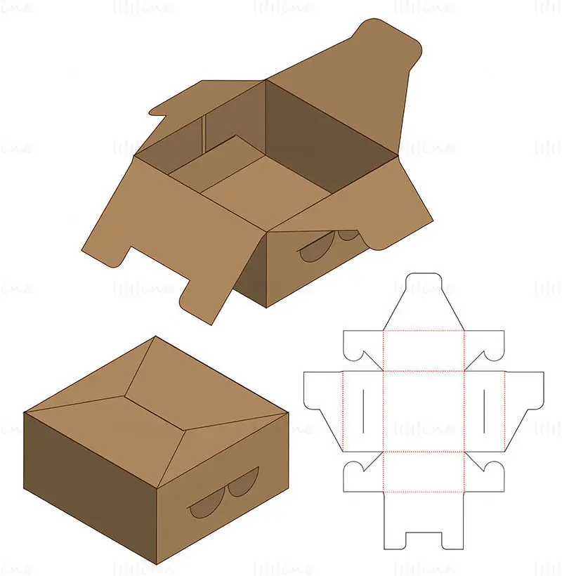 No glue packaging box dieline vector