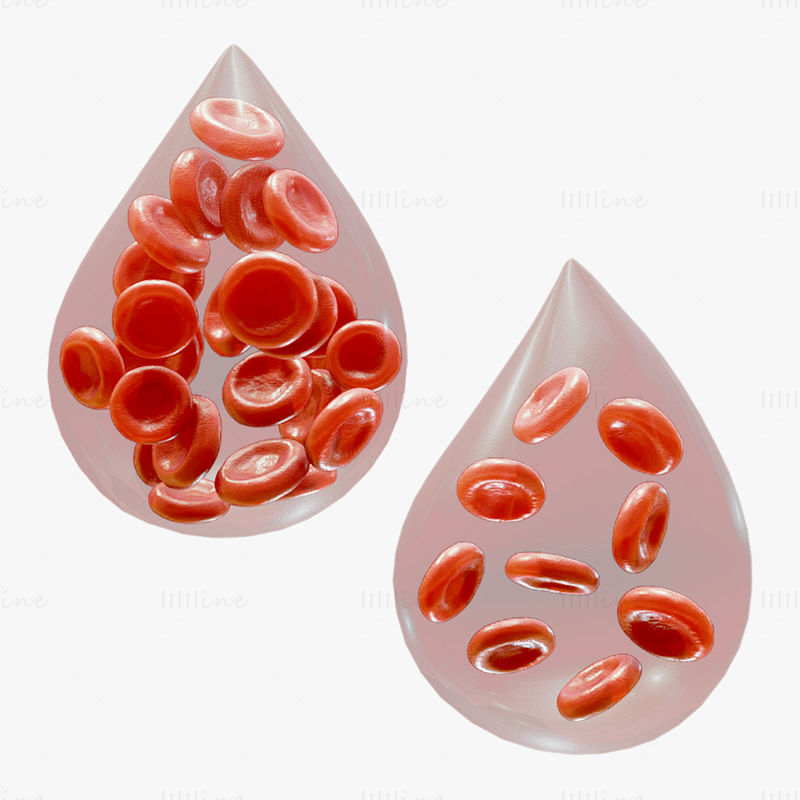 Cellule del sangue normali vs modello 3D di anemia