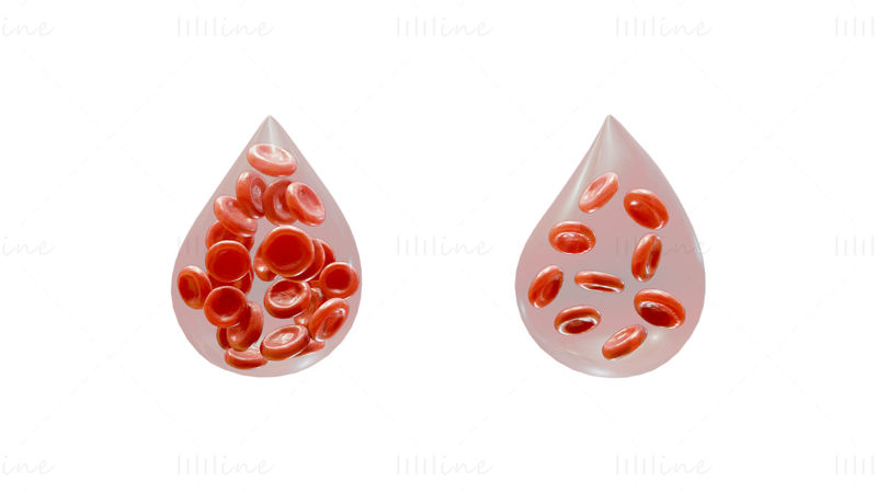 Cellule del sangue normali vs modello 3D di anemia