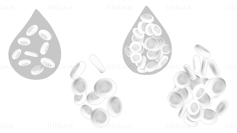 Normale blodceller vs anemi 3D-modell