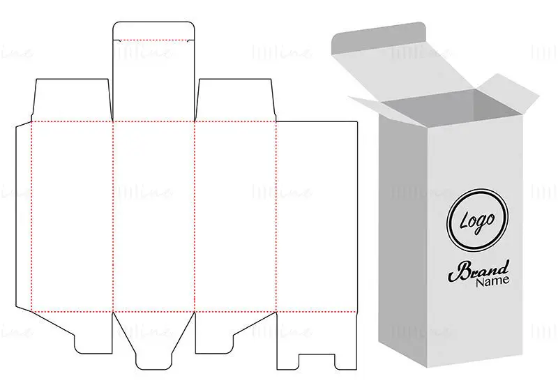 Normal rectangular packaging box dieline vector