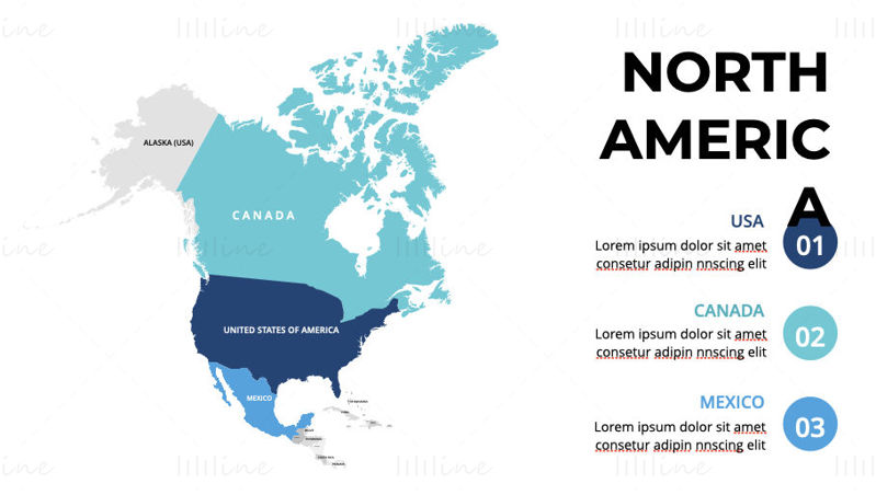 North America Infographics Map editable PPT & Keynote
