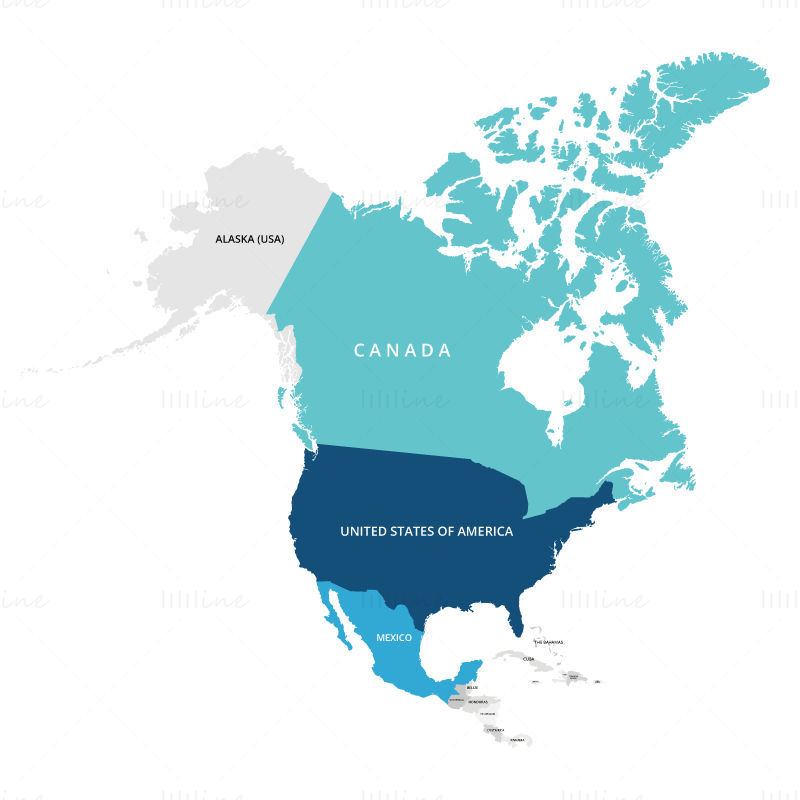 北アメリカ地図ベクトル