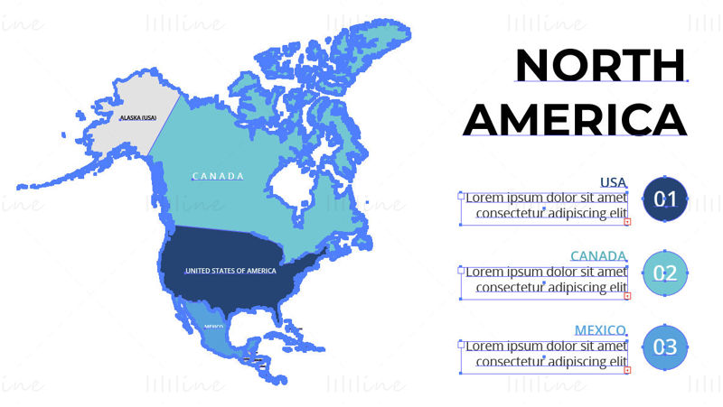 北アメリカ地図ベクトル