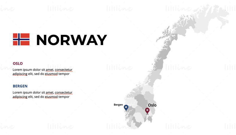 Norveç Infographics Haritası düzenlenebilir PPT ve Açılış Konuşması