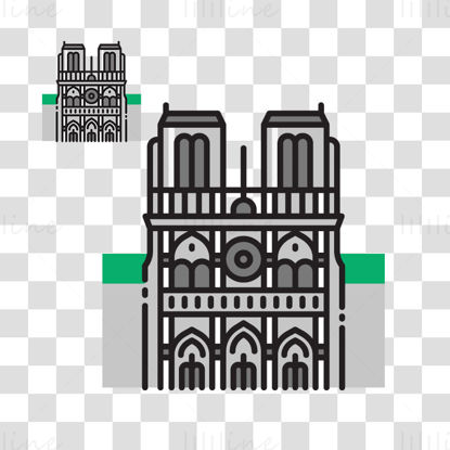 ノートルダム大聖堂のベクトル図