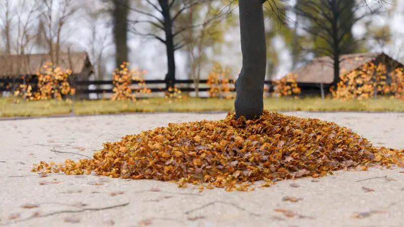 3D модел на купчина дъбови листа