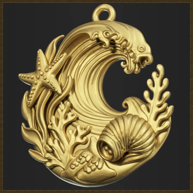 Ocean Coral Wave Anhänger Schmuckdesign 3D-Druckmodell