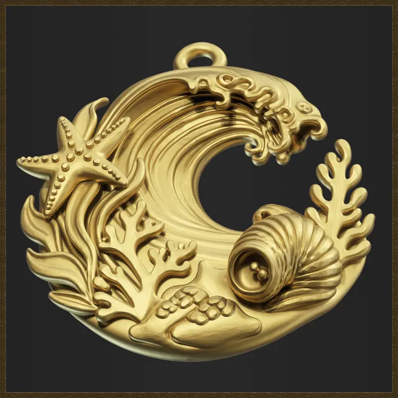 Ocean Coral Wave Anhänger Schmuckdesign 3D-Druckmodell