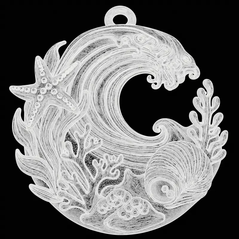 Ocean Coral Wave Anhänger Schmuckdesign 3D-Druckmodell
