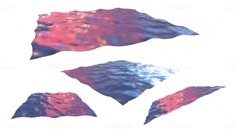 Низкополигональная 3D-сцена океана