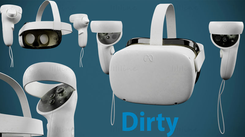Oculus Meta Quest 2 kontrolörleri 3D model