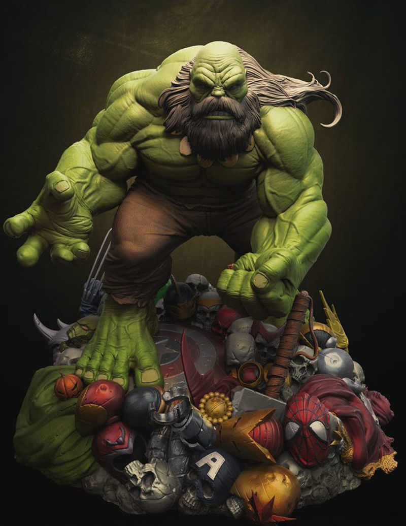 Oud Hulk Diorama 3D-model klaar om af te drukken