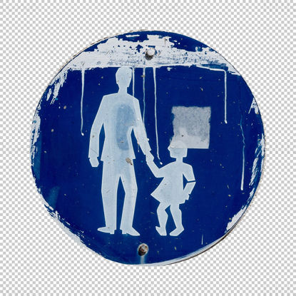Old road sign of pedestrian man child png