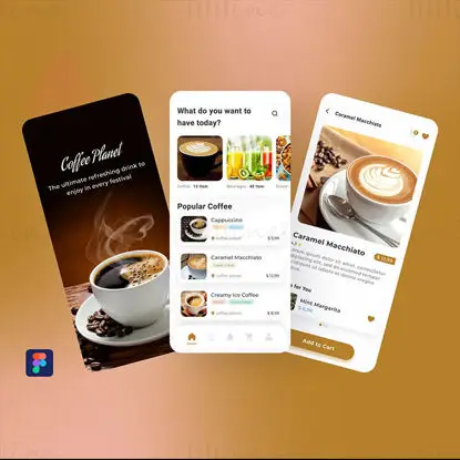 Online Coffee Shop App UI Figma sablon