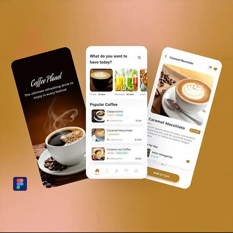 Modèle d'interface utilisateur Figma pour application de café en ligne