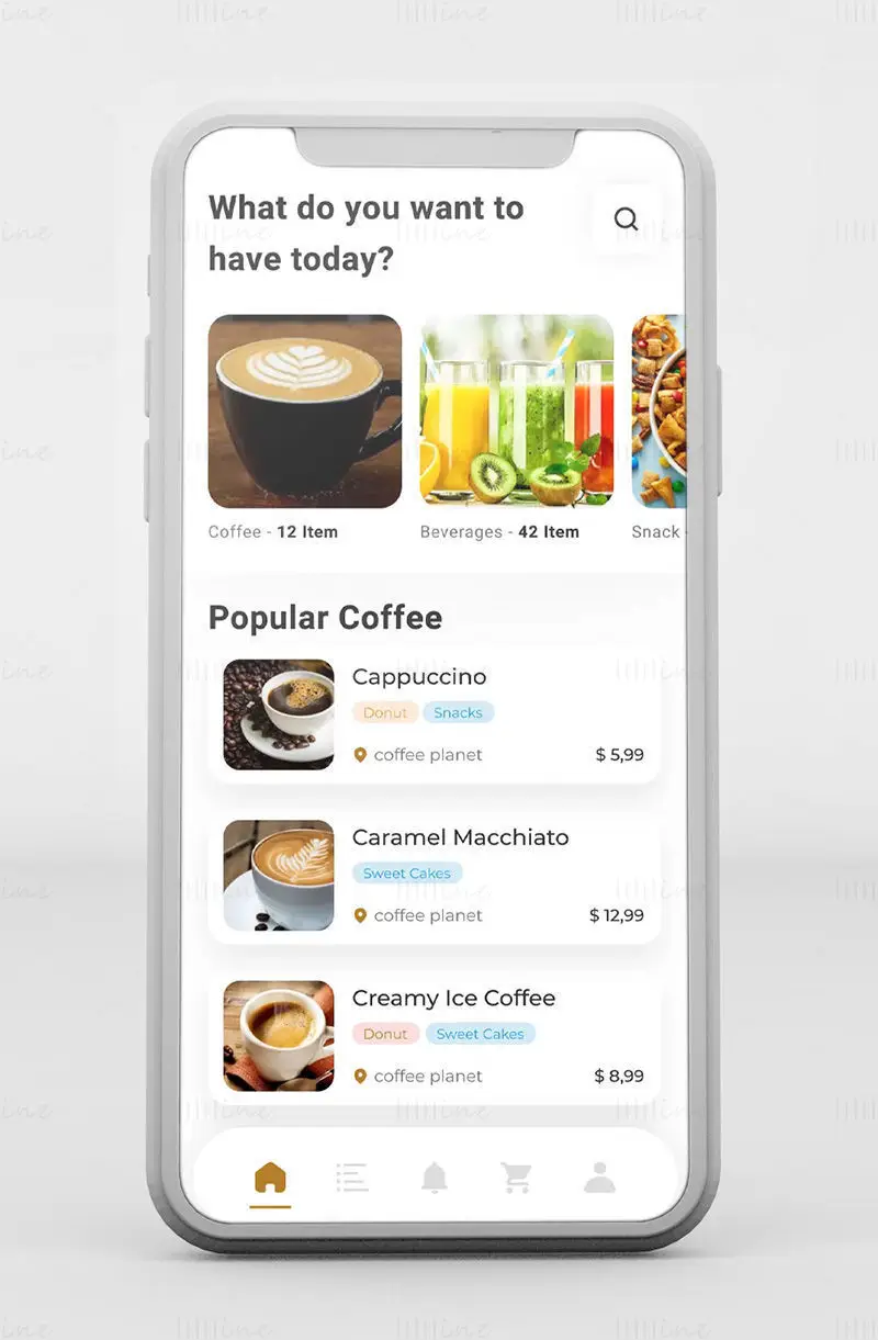 Figma-Vorlage für die Benutzeroberfläche einer Online-Café-App