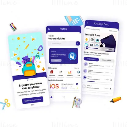 Online tanfolyamok App UI Figma sablon