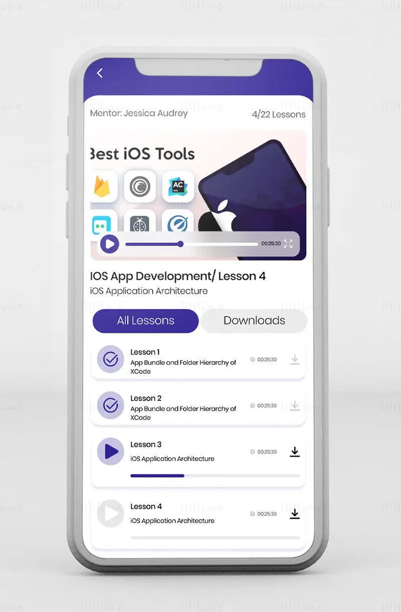 Modèle Figma d'interface utilisateur d'application de cours en ligne