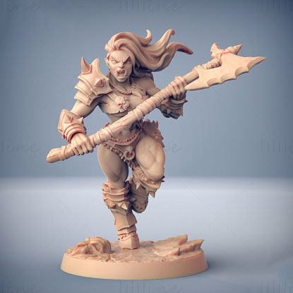 Orc Barbarian Lady 3D Model Ready to Print STL