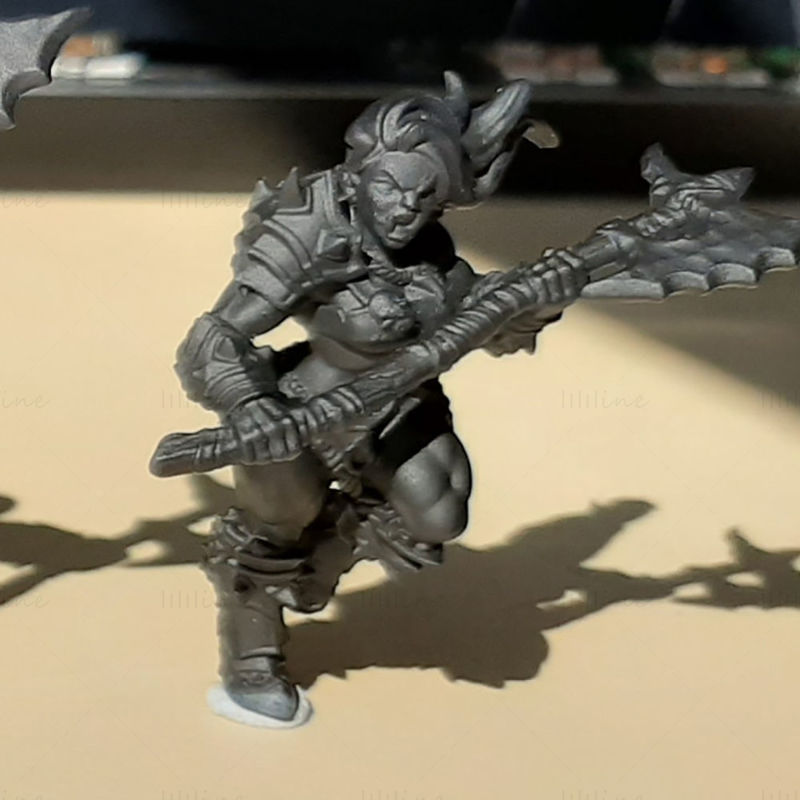 Orc Barbarian Lady 3D-Modell bereit zum Drucken STL