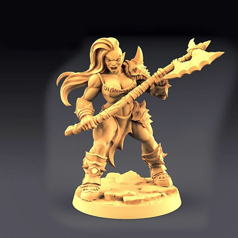 Orc Barbarian Lady 3D Printing Model STL