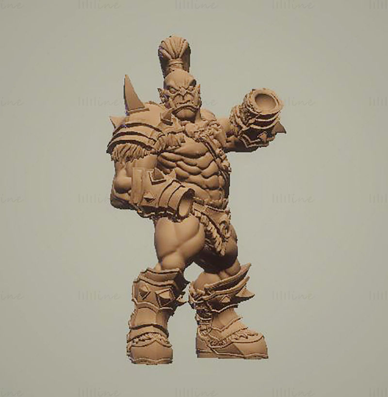 Orc Barbarian Male 3D Model Ready to Print STL