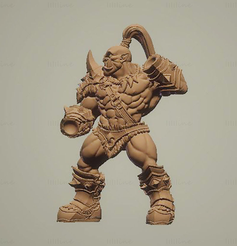 Orc Barbarian Male 3D Model Ready to Print STL