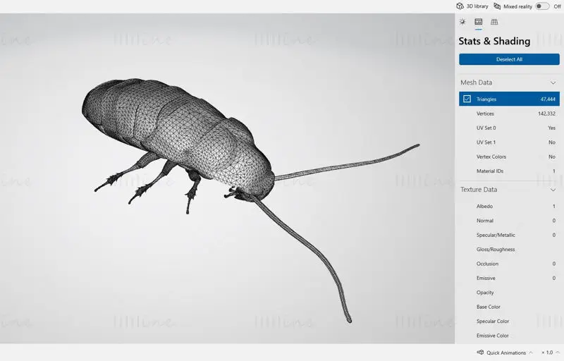 Orientalsk kakerlakk 3D-utskriftsmodell