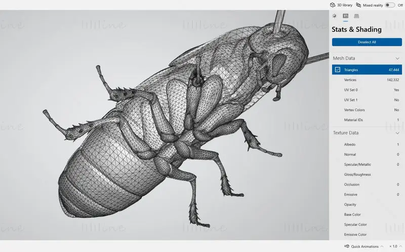 Oriental Cockroach 3D Print Model