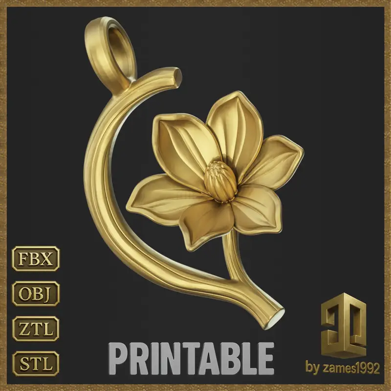 Ornamentaler botanischer Blumenanhänger Schmuckdesign 3D-Druckmodell