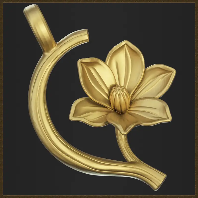 Ornamentaler botanischer Blumenanhänger Schmuckdesign 3D-Druckmodell