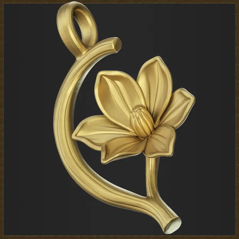 Ornamentaler botanischer Blumenanhänger Schmuckdesign 3D-Druckmodell