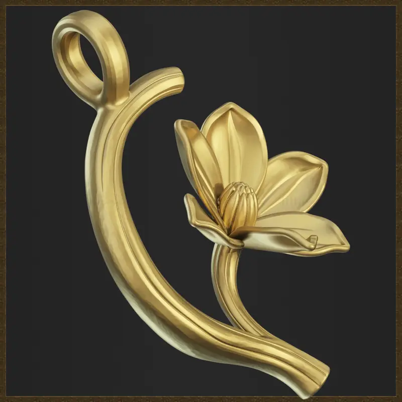 Ornamentaler botanischer Blumenanhänger Schmuckdesign 3D-Druckmodell