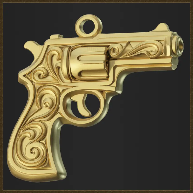 Pendentif revolver ornemental, modèle d'impression 3D