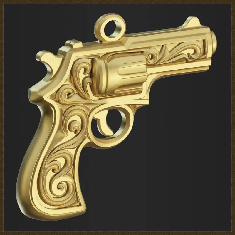 Pendentif revolver ornemental, modèle d'impression 3D