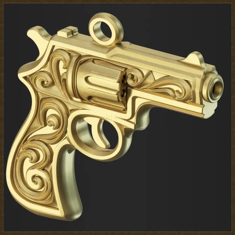 Pendentif revolver ornemental, modèle d'impression 3D