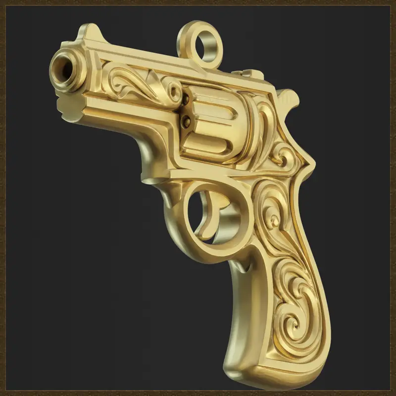 Pendentif revolver ornemental, modèle d'impression 3D