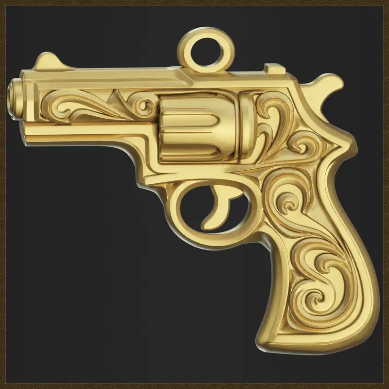 Pendentif revolver ornemental, modèle d'impression 3D