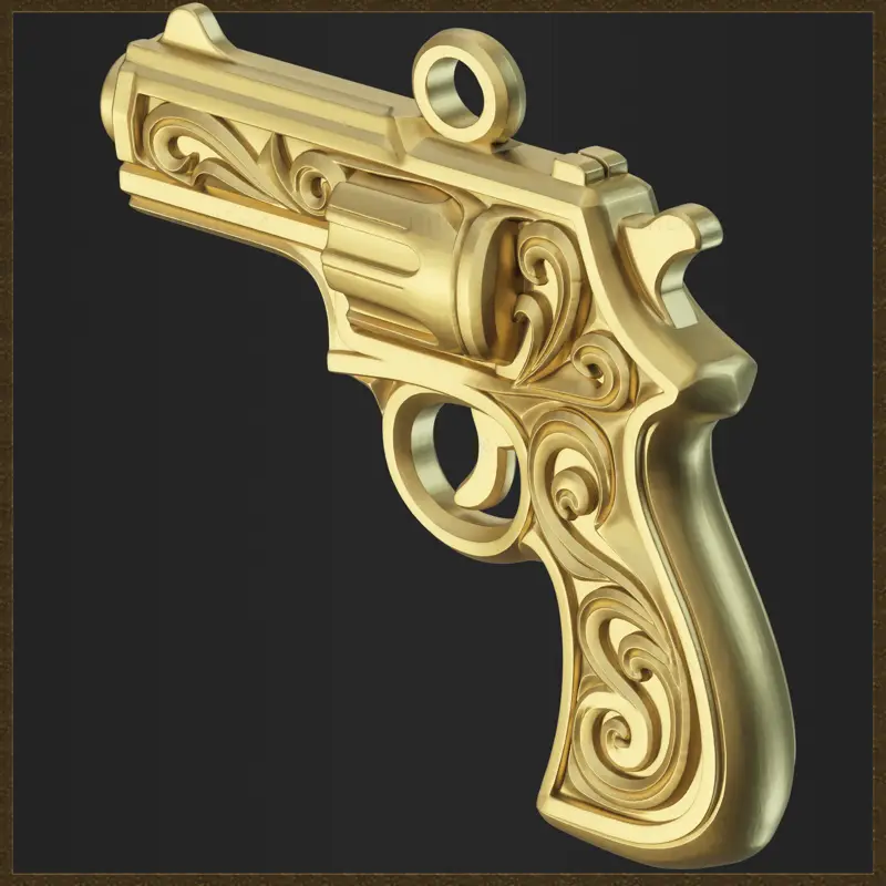 Pendentif revolver ornemental, modèle d'impression 3D