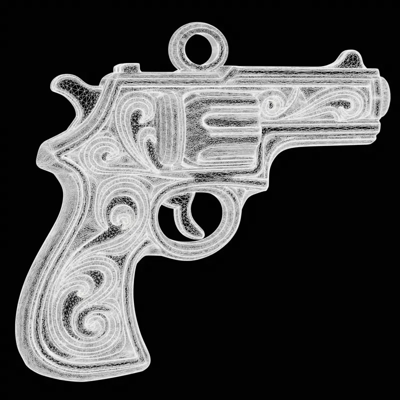 Pendentif revolver ornemental, modèle d'impression 3D