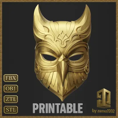 Versierde uilenmaskerhelm 3D-printmodel