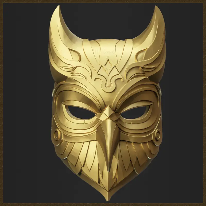 Modèle d'impression 3D de casque de hibou orné