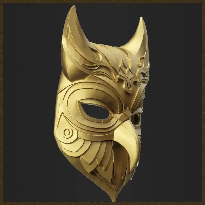 Modèle d'impression 3D de casque de hibou orné