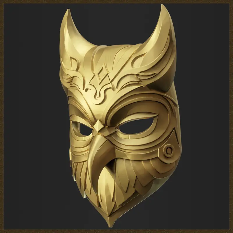 Modèle d'impression 3D de casque de hibou orné