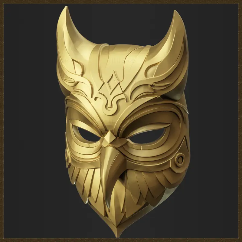 Modèle d'impression 3D de casque de hibou orné