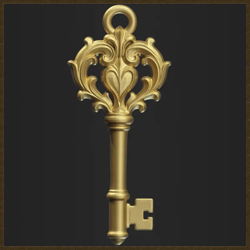 Modèle d'impression 3D de bijoux pendentifs clés vintage ornés