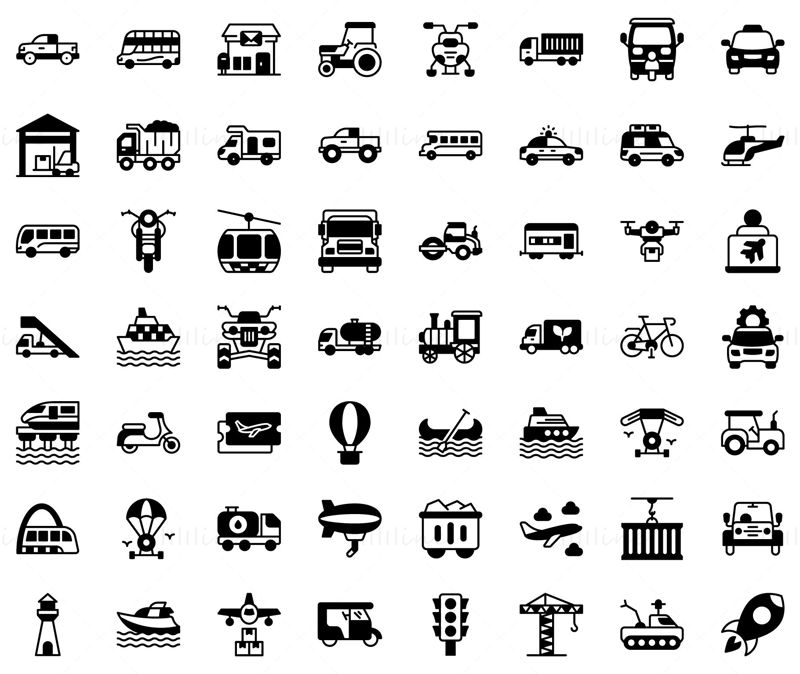 Pack of Transport Colored Line icons